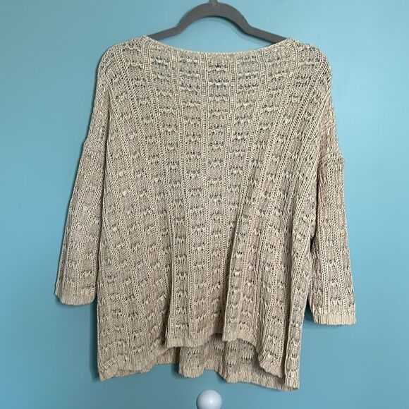 Eileen Fisher Organic Cotton & Linen Open Knit Bateau Neck Sweater - Picture 7 of 8